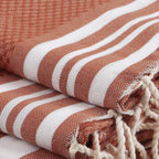 Hamptons - Foutas De Bain (1 Grande et 2 Petites) - Terracotta/Blanc