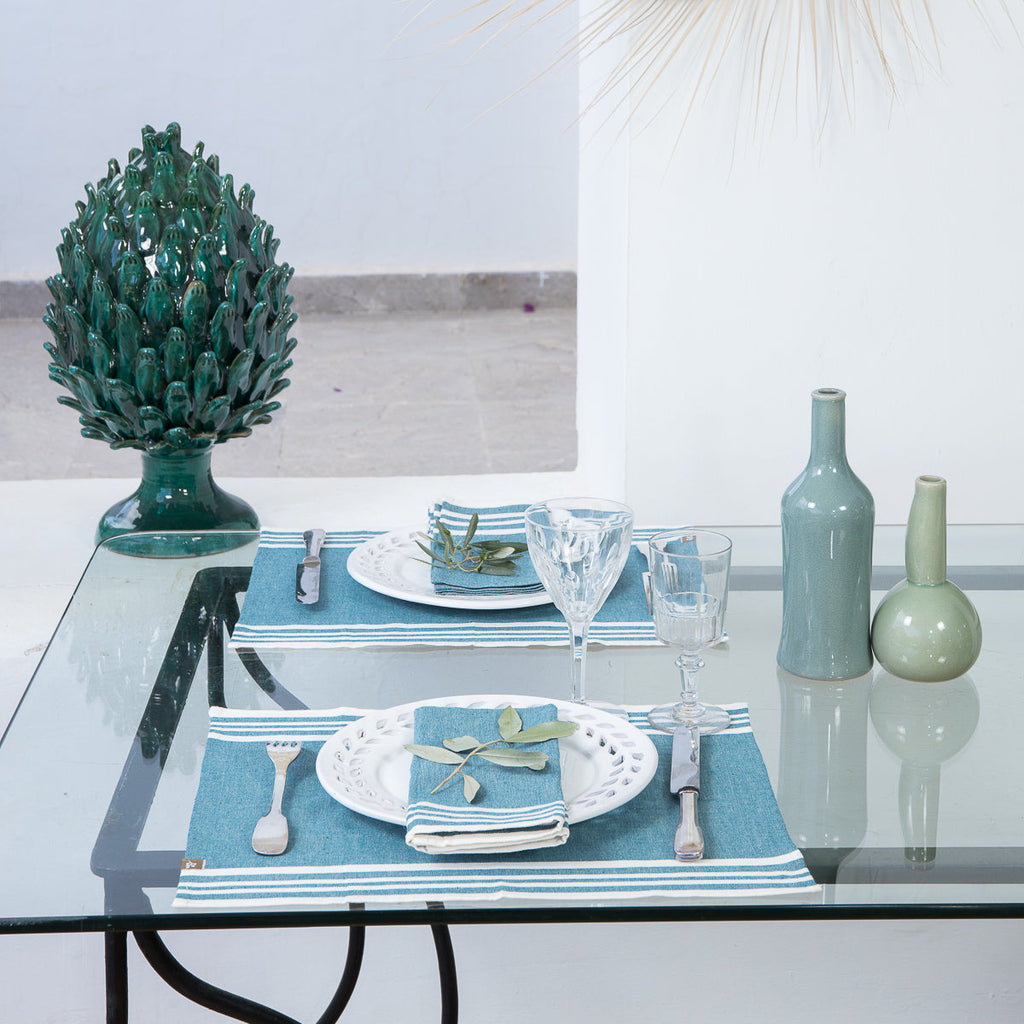 Mahdia - Set De Table (X4) - Bleu Pétrole