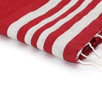 Hamptons - Fouta Nid D'Abeille - Rouge/Argent