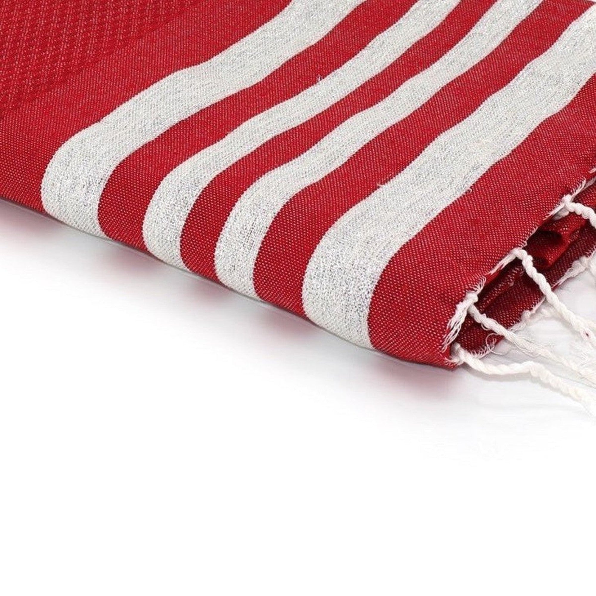 Hamptons - Fouta Nid D'Abeille - Rouge/Argent