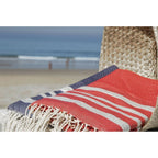 Hamptons - Fouta Nid D'Abeille - Rouge/Argent