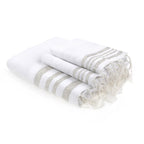 Hamptons - Foutas De Bain (1 Grande et 2 Petites) - Blanc/Argent
