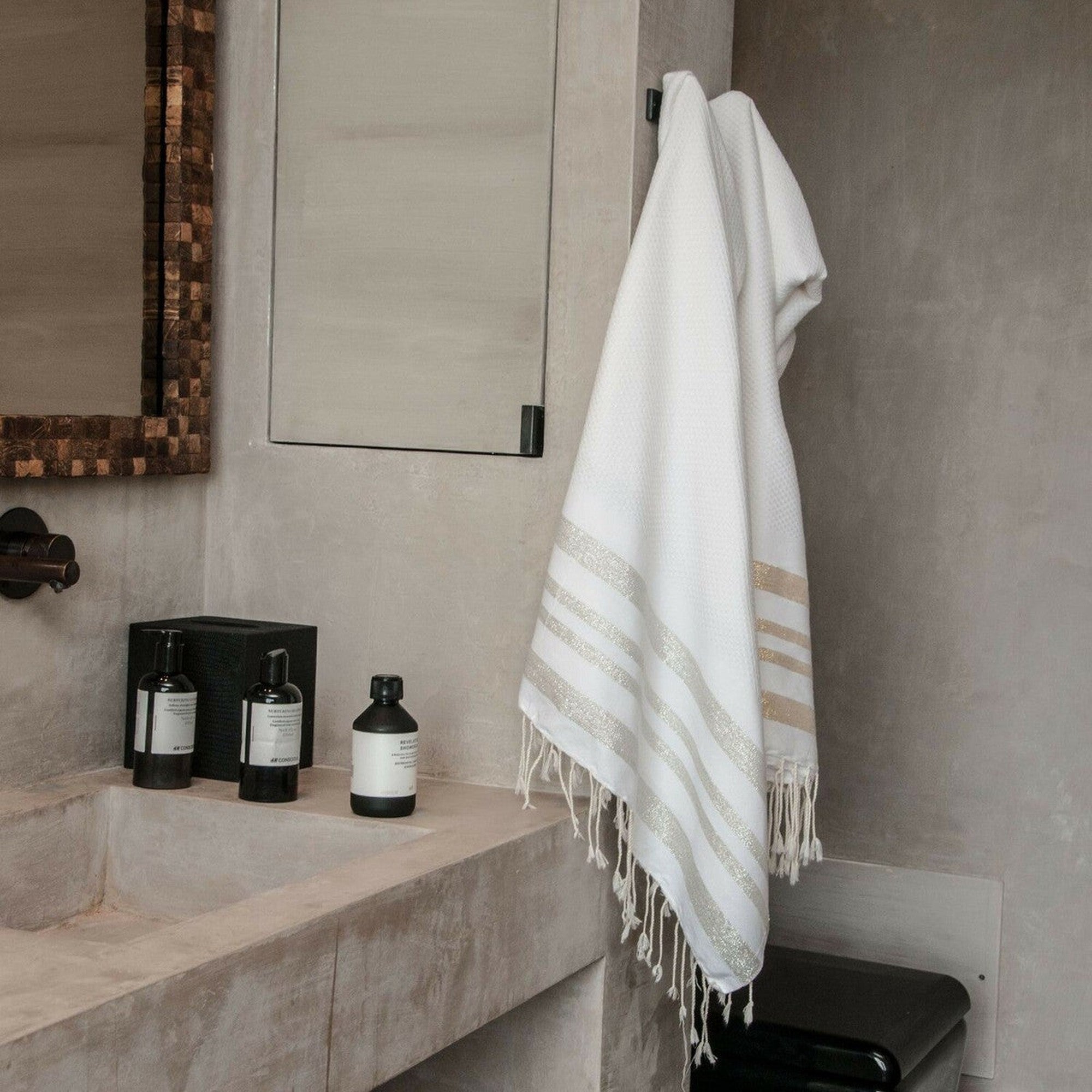 Hamptons - Foutas De Bain (1 Grande et 2 Petites) - Blanc/Argent
