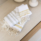 Hamptons - Foutas De Bain (1 Grande et 2 Petites) - Blanc/Argent