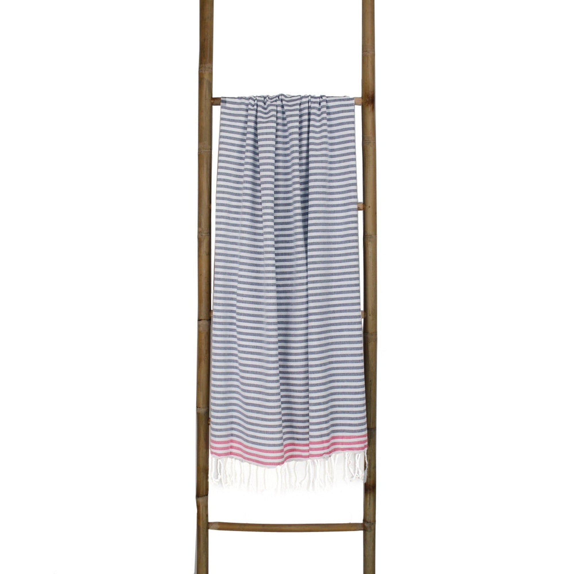 Bora Bora - Fouta Paréo - Bleu Jean/Rose Fuchsia