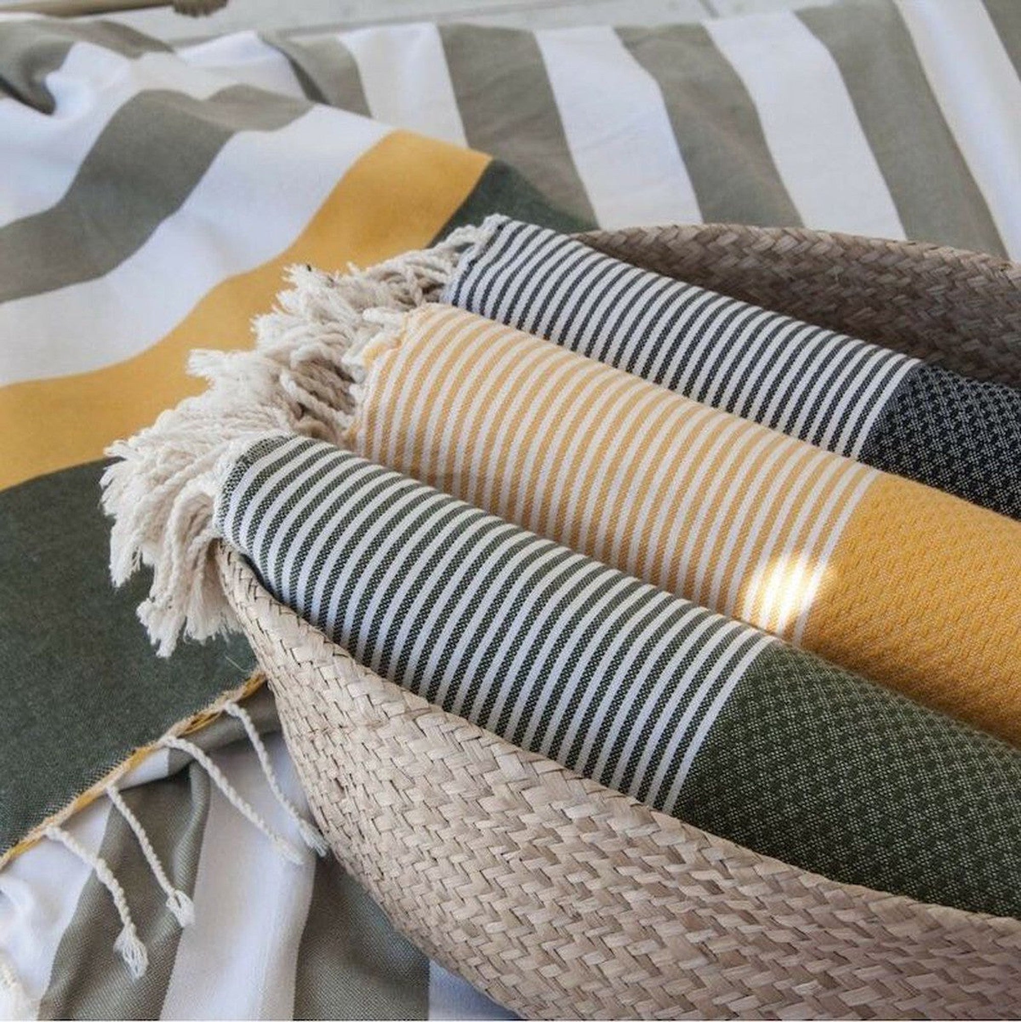 Ibiza - Fouta Nid D'Abeille - Vert Kaki