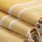 Stockholm - Foutas De Bain (1 Grande et 2 Petites) - Jaune Safran/Blanc