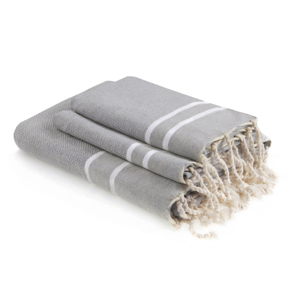 Stockholm - Foutas De Bain (1 Grande et 2 Petites) - Gris Perle/Blanc
