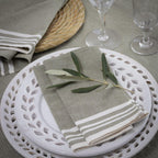 Mahdia - Nappe + 10 Serviettes - Vert Olive