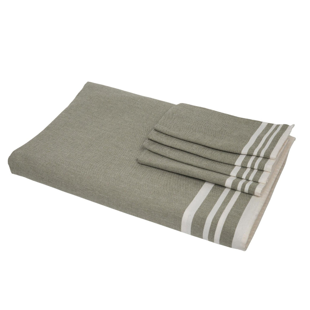 Mahdia - Nappe + 10 Serviettes - Vert Olive