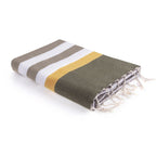 Arcachon - Fouta Tricolore - Taupe Clair/Safran/Kaki