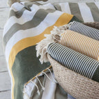 Arcachon - Fouta Tricolore - Taupe Clair/Safran/Kaki