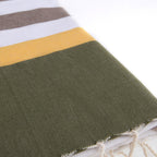 Arcachon - Fouta Tricolore - Taupe Clair/Safran/Kaki