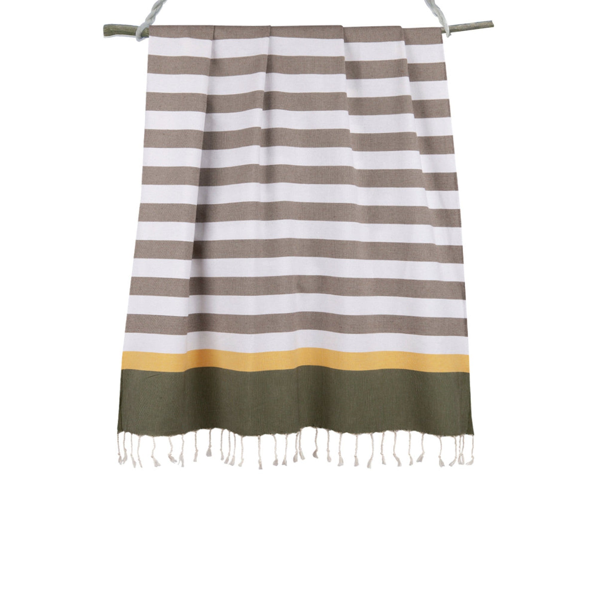 Arcachon - Fouta Tricolore - Taupe Clair/Safran/Kaki