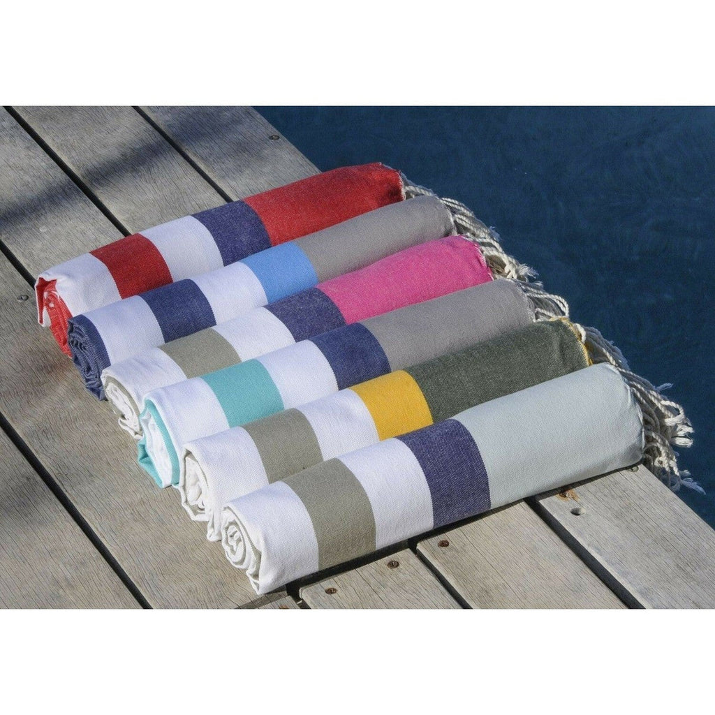 Arcachon - Fouta Tricolore - Taupe Clair/Safran/Kaki