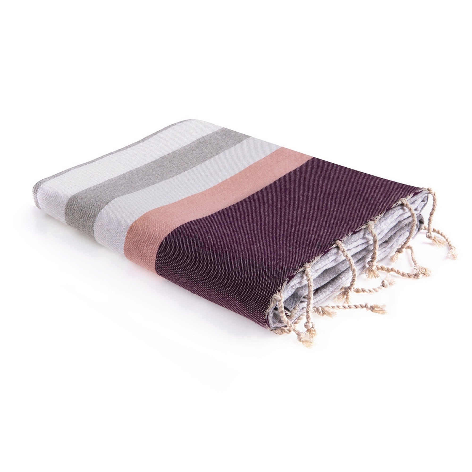 Arcachon - Fouta Tricolore - Gris/Rose/Prune