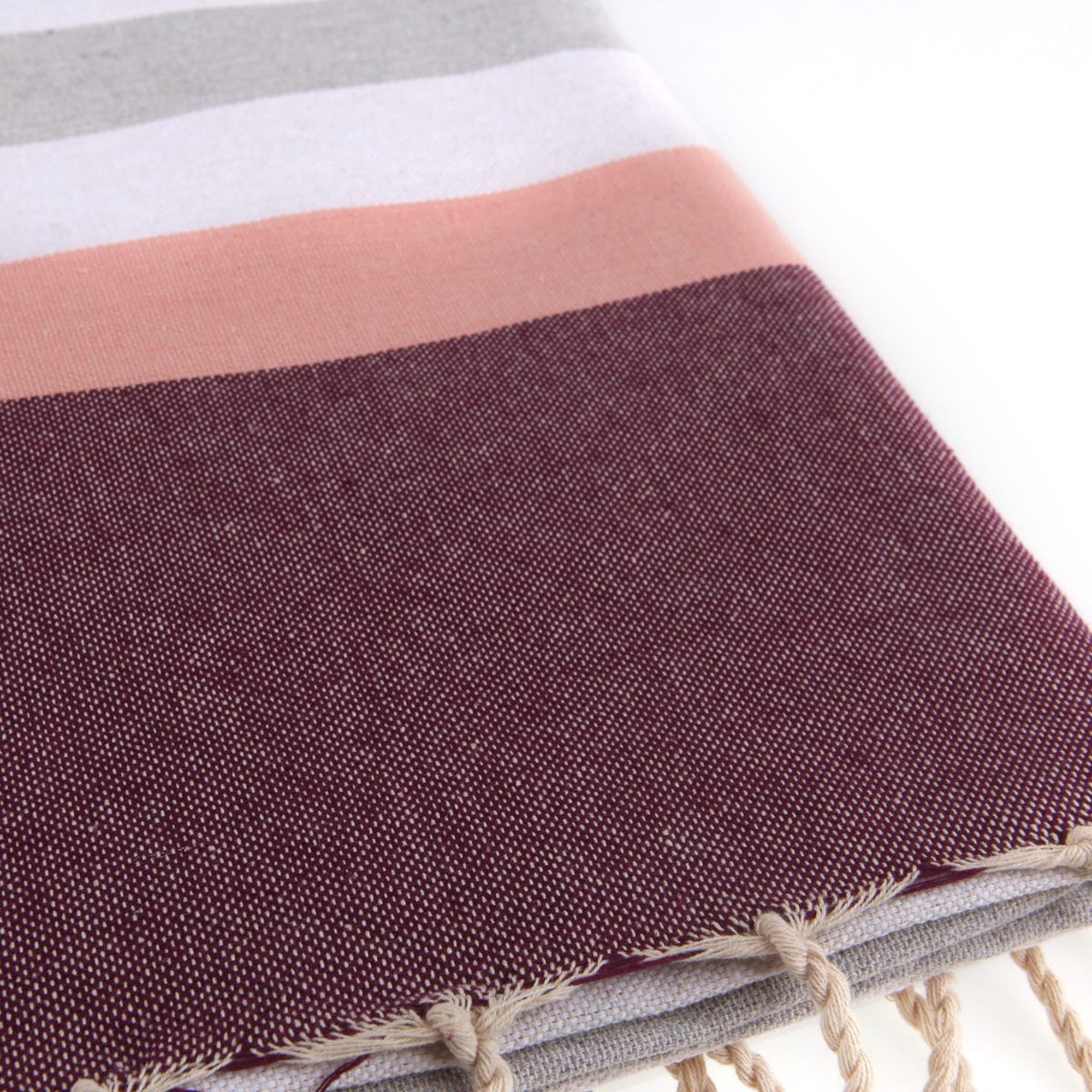 Arcachon - Fouta Tricolore - Gris/Rose/Prune