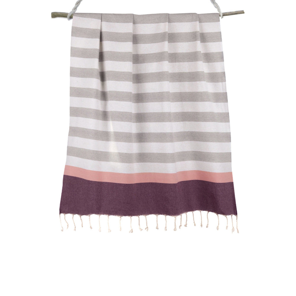 Arcachon - Fouta Tricolore - Gris/Rose/Prune