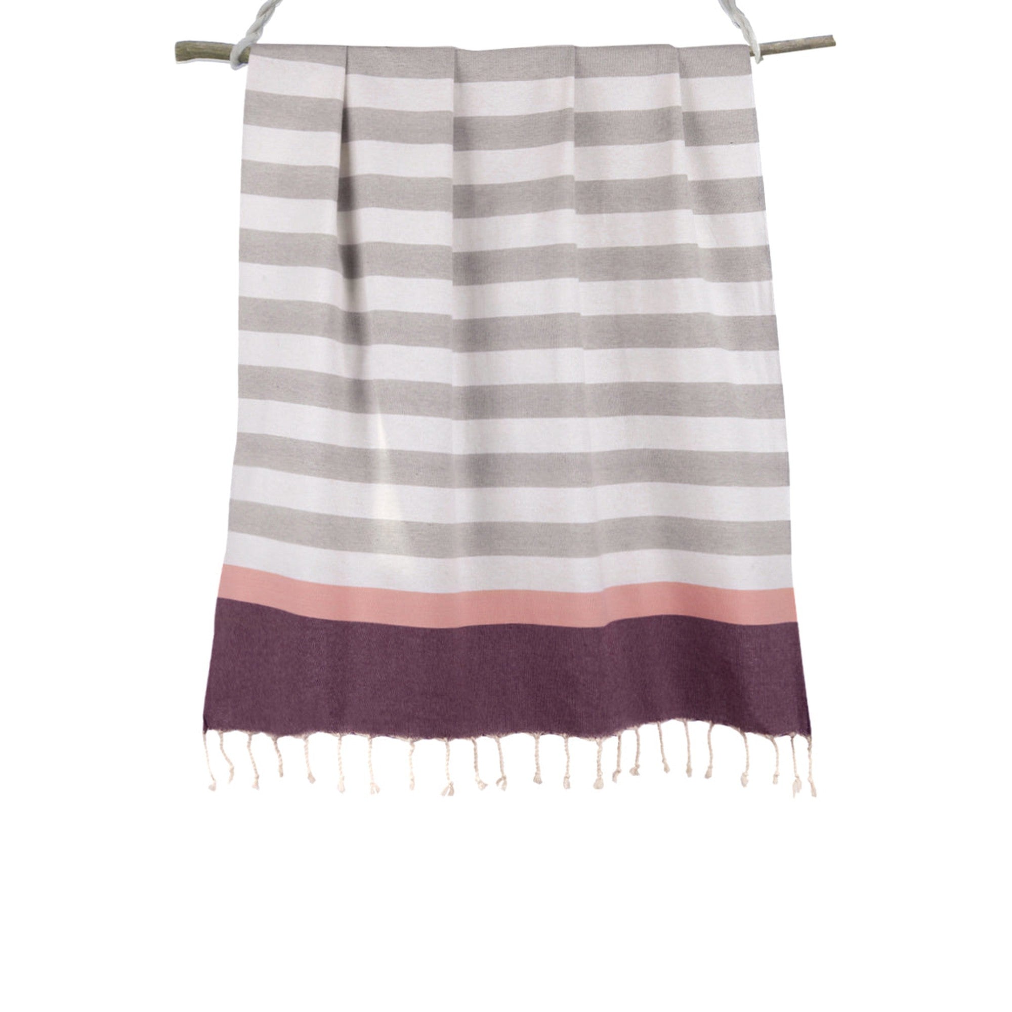 Arcachon - Fouta Tricolore - Gris/Rose/Prune