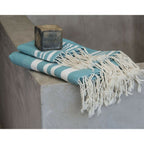 Hamptons - Foutas De Bain (1 Grande et 2 Petites) - Vert Canard/Blanc