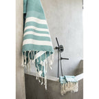 Hamptons - Foutas De Bain (1 Grande et 2 Petites) - Vert Canard/Blanc