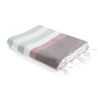 Arcachon - Fouta Tricolore - Eau De Nil/Rose Pale