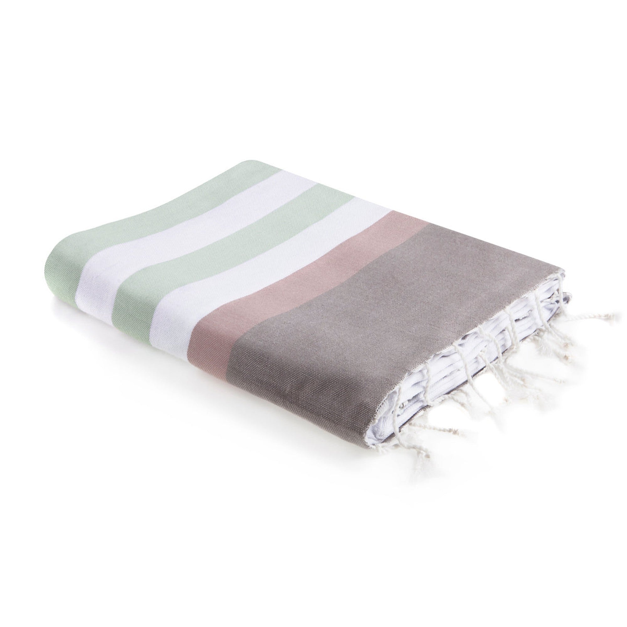 Arcachon - Fouta Tricolore - Eau De Nil/Rose Pale