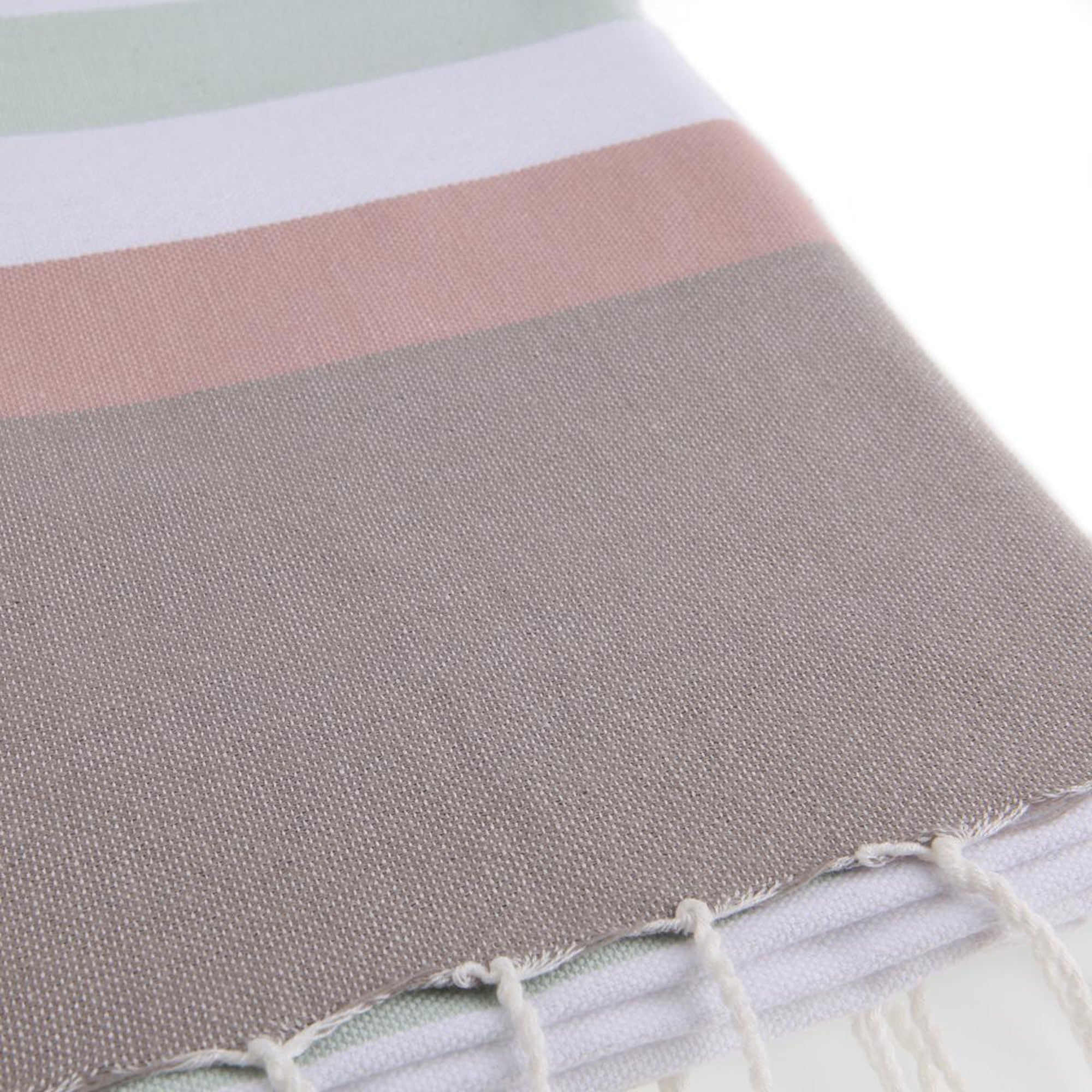 Arcachon - Fouta Tricolore - Eau De Nil/Rose Pale