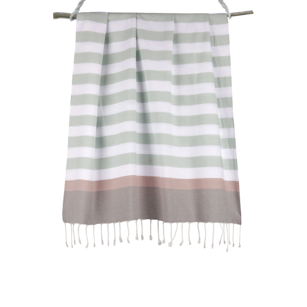 Arcachon - Fouta Tricolore - Eau De Nil/Rose Pale