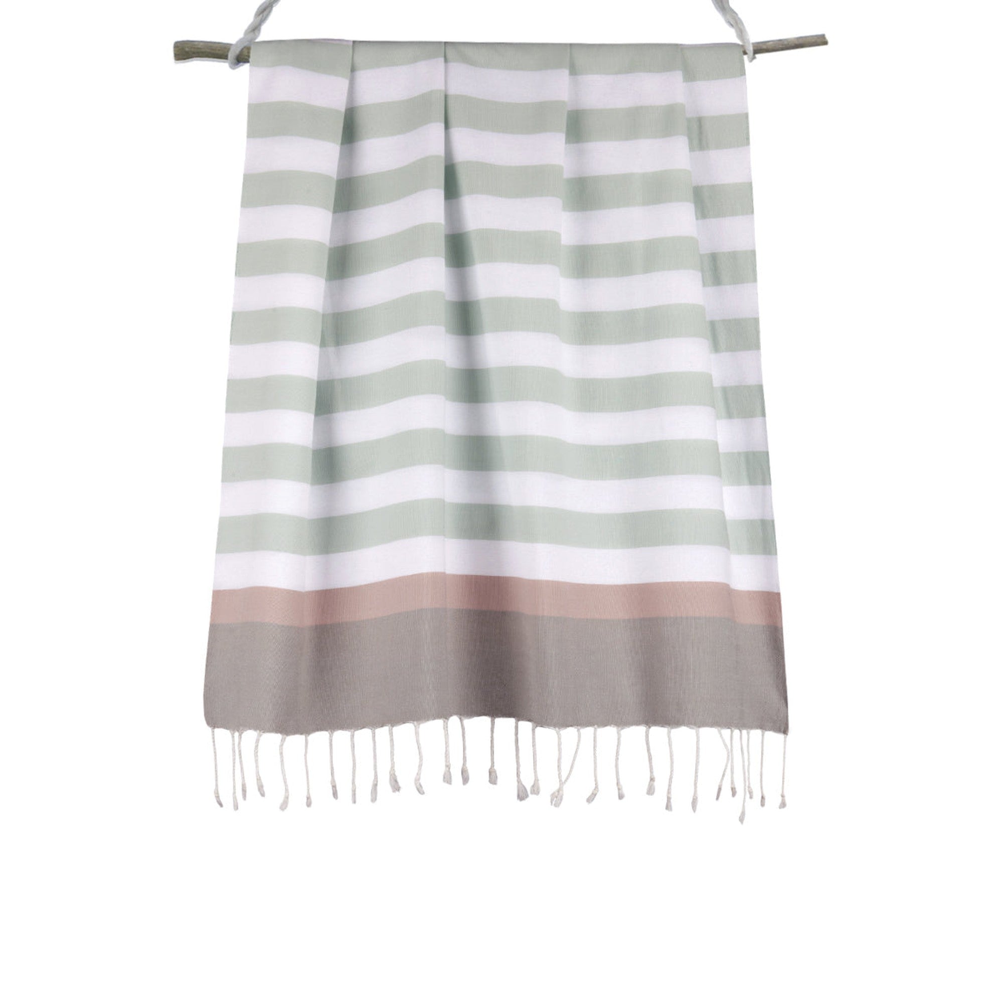 Arcachon - Fouta Tricolore - Eau De Nil/Rose Pale