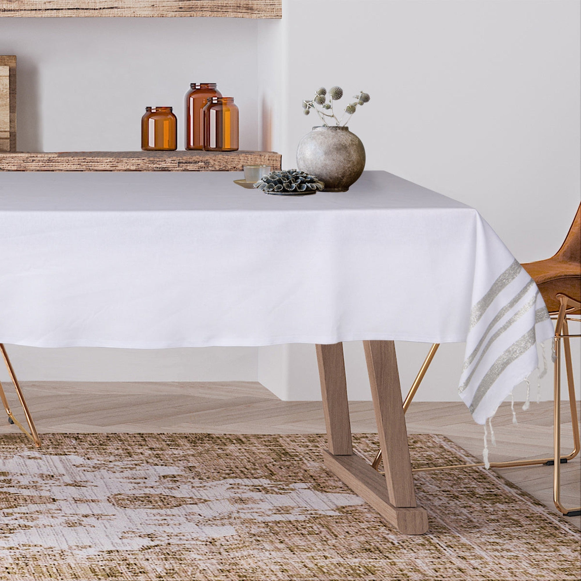 Hamptons - Nappe - Blanc/Argent