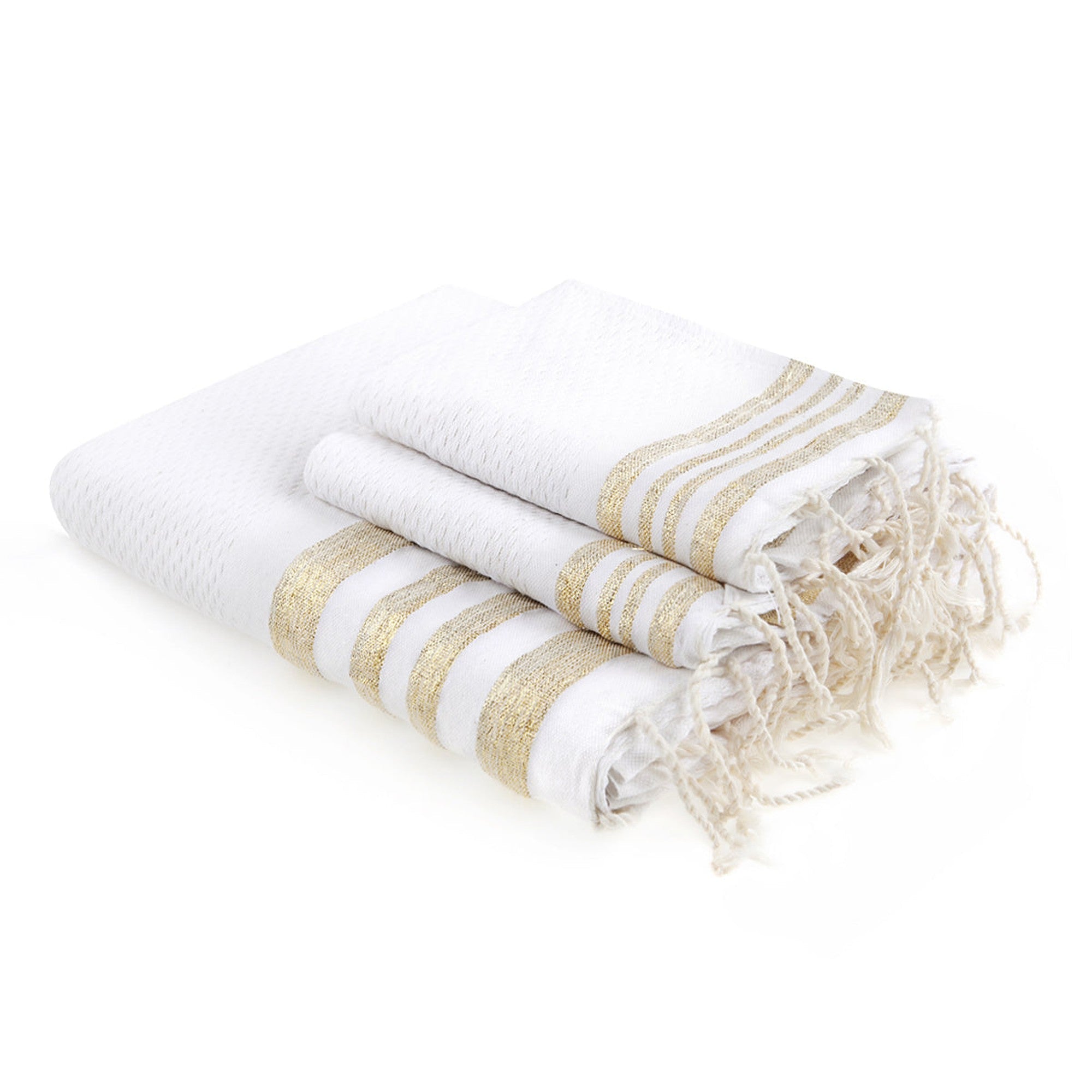 Hamptons - Foutas De Bain (1 Grande et 2 Petites) - Blanc/Or