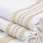 Hamptons - Foutas De Bain (1 Grande et 2 Petites) - Blanc/Or