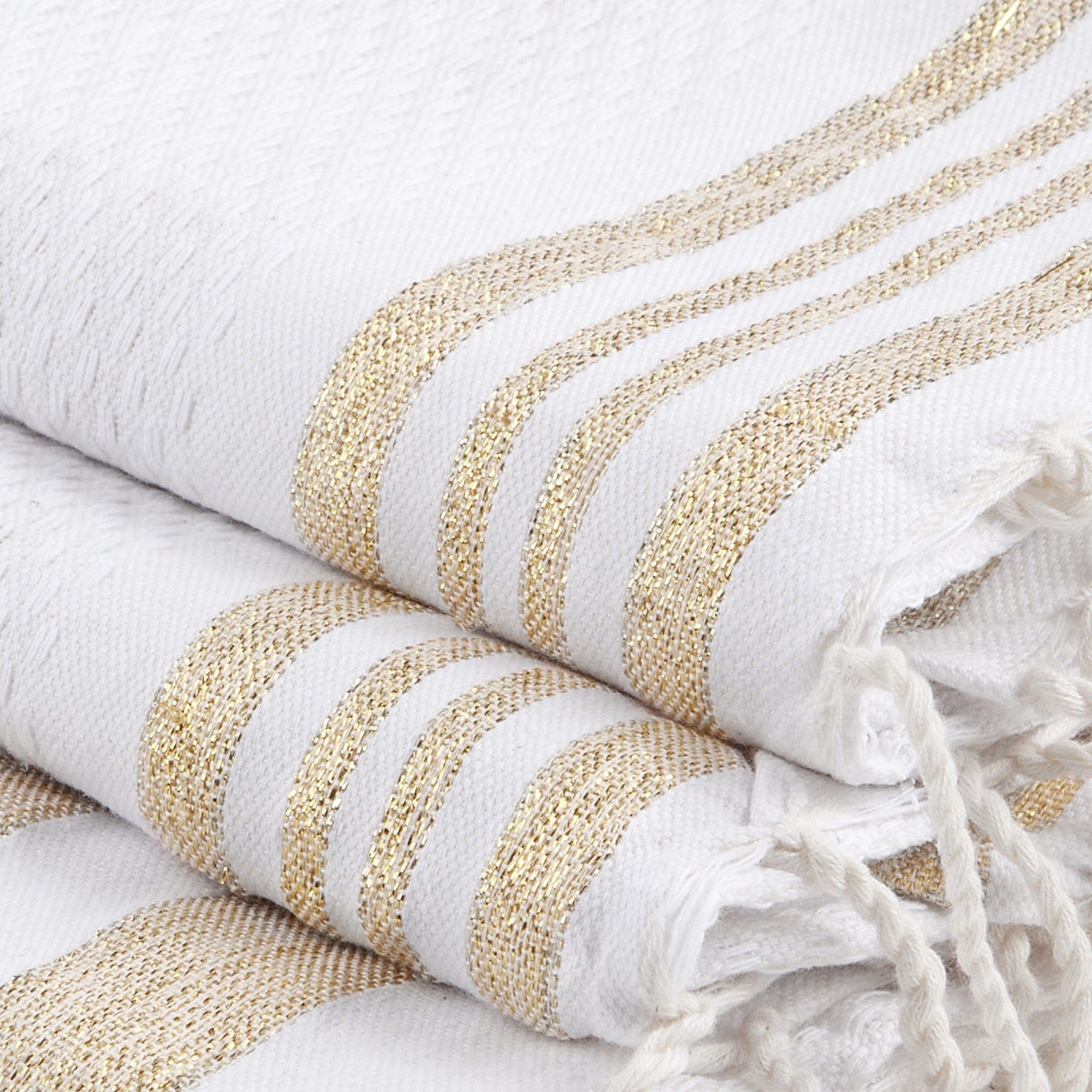 Hamptons - Foutas De Bain (1 Grande et 2 Petites) - Blanc/Or