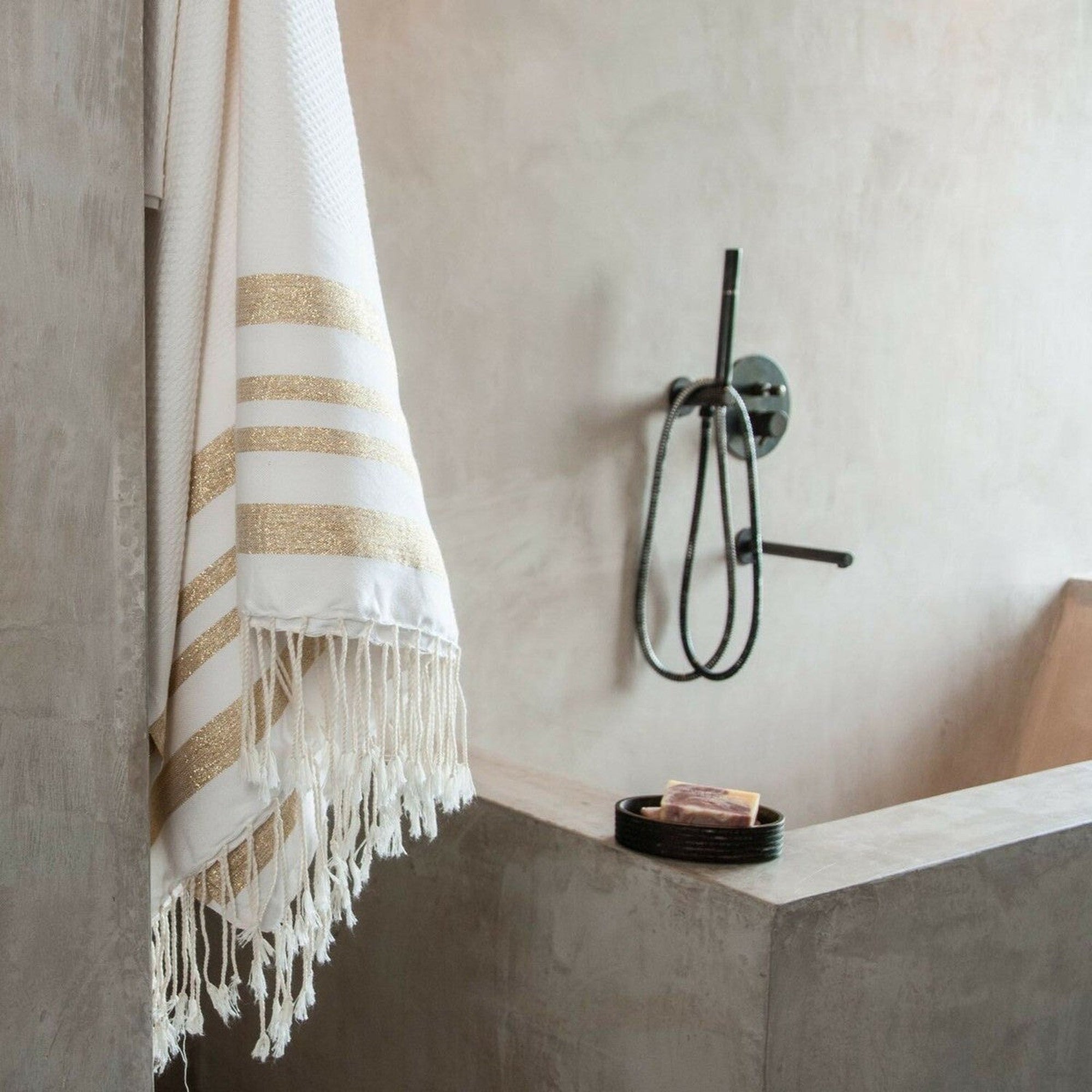Hamptons - Foutas De Bain (1 Grande et 2 Petites) - Blanc/Or