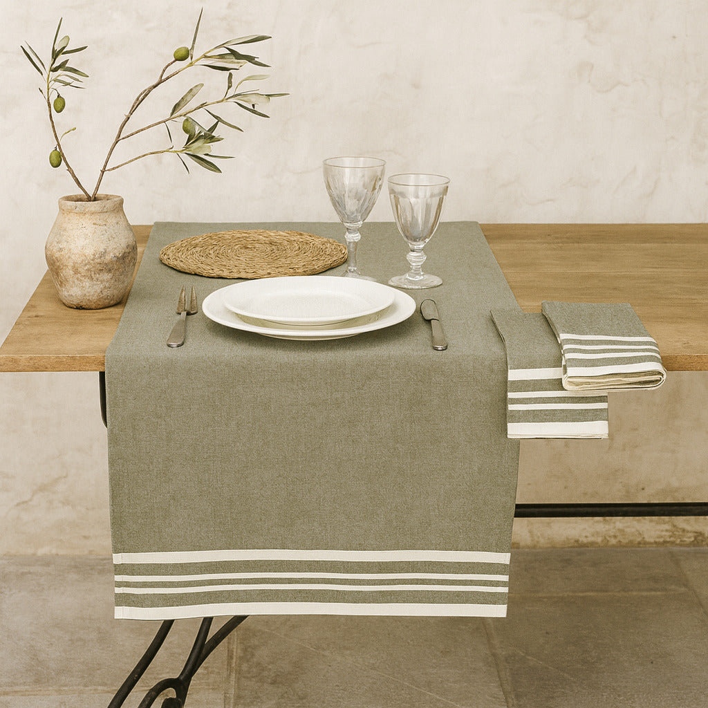 Mahdia - Chemin De Table - Vert Olive