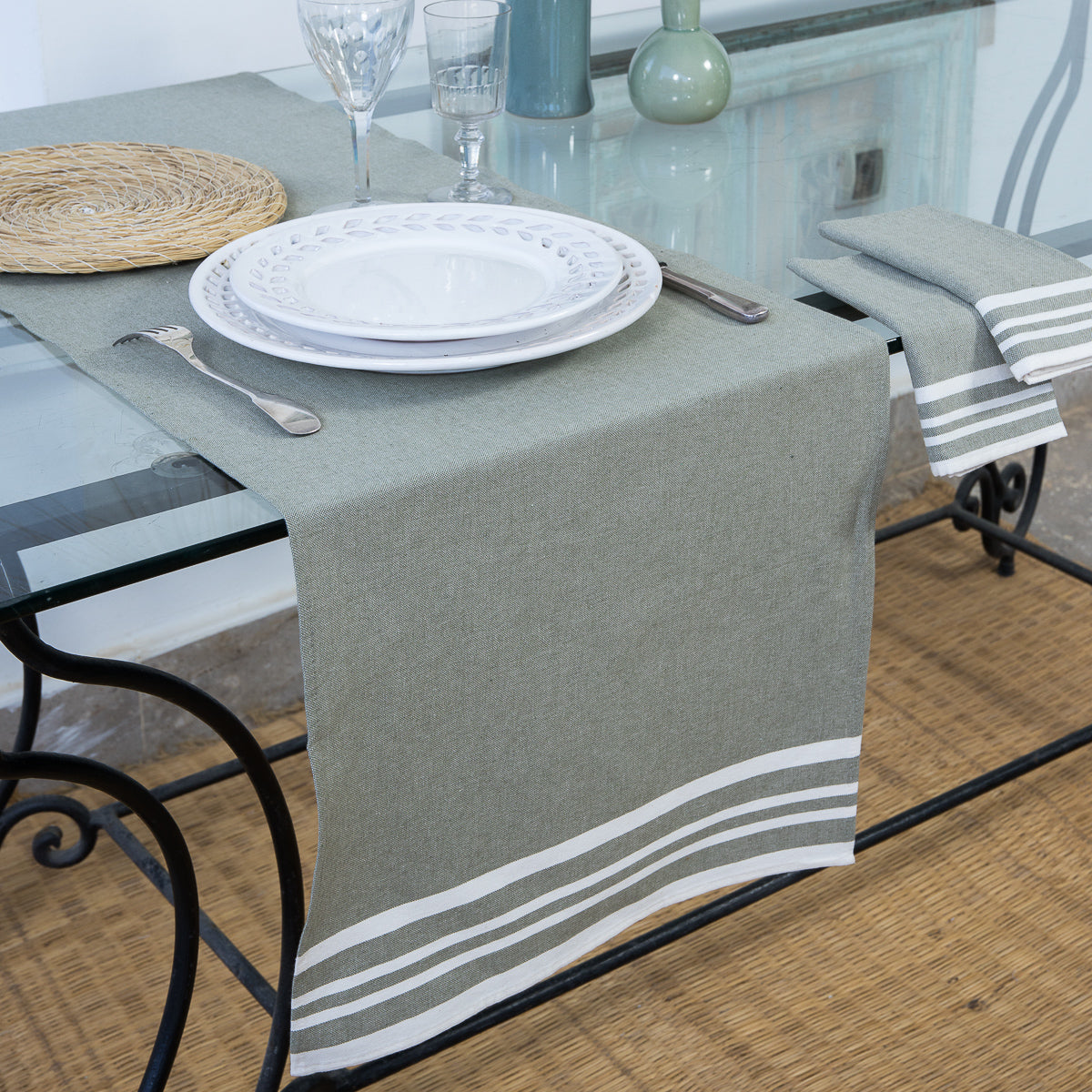 Mahdia - Chemin De Table - Vert Olive