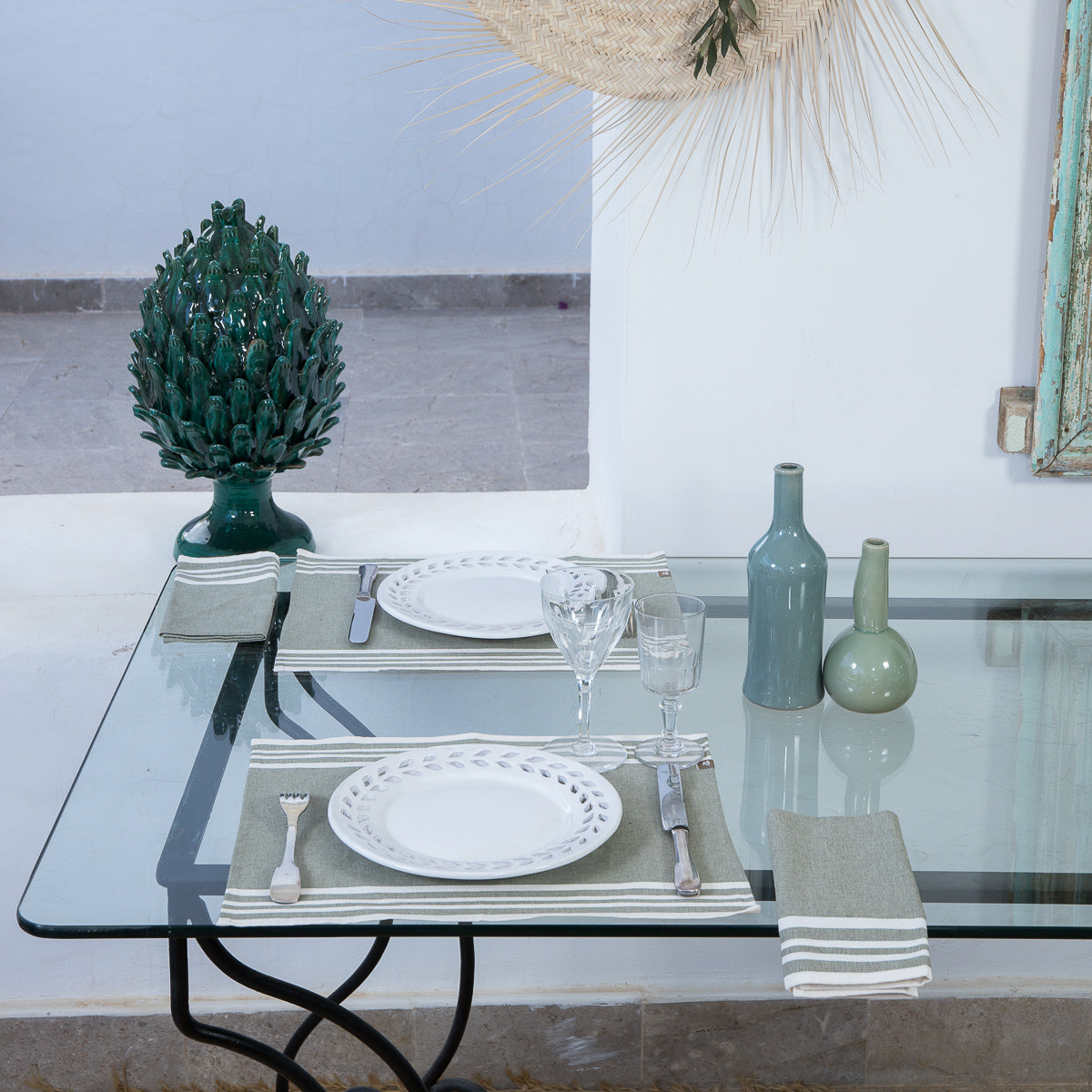 Mahdia - Set De Table (X4) - Vert Olive