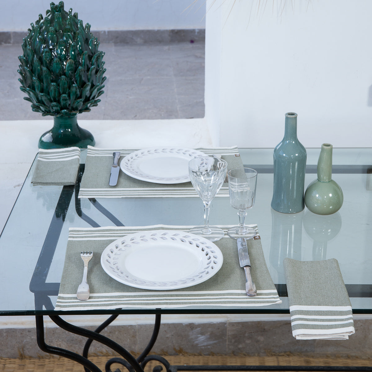Mahdia - Set De Table (X4) - Vert Olive