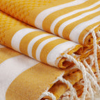 Hamptons - Foutas De Bain (1 Grande et 2 Petites) - Jaune Safran/Blanc