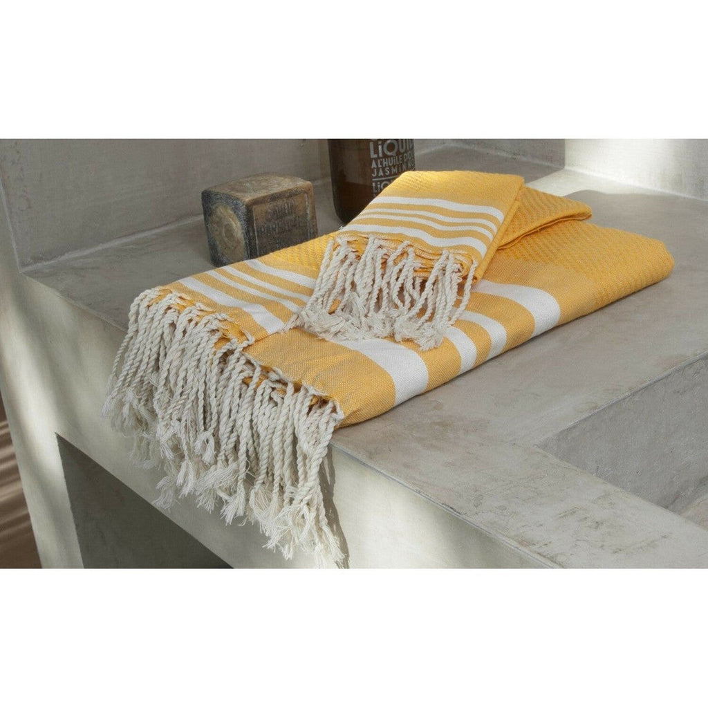 Hamptons - Foutas De Bain (1 Grande et 2 Petites) - Jaune Safran/Blanc