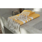 Hamptons - Foutas De Bain (1 Grande et 2 Petites) - Jaune Safran/Blanc