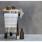 Hamptons - Foutas De Bain (1 Grande et 2 Petites) - Jaune Safran/Blanc
