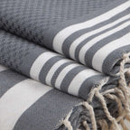 Hamptons - Foutas De Bain (1 Grande et 2 Petites) - Gris Moyen/Blanc
