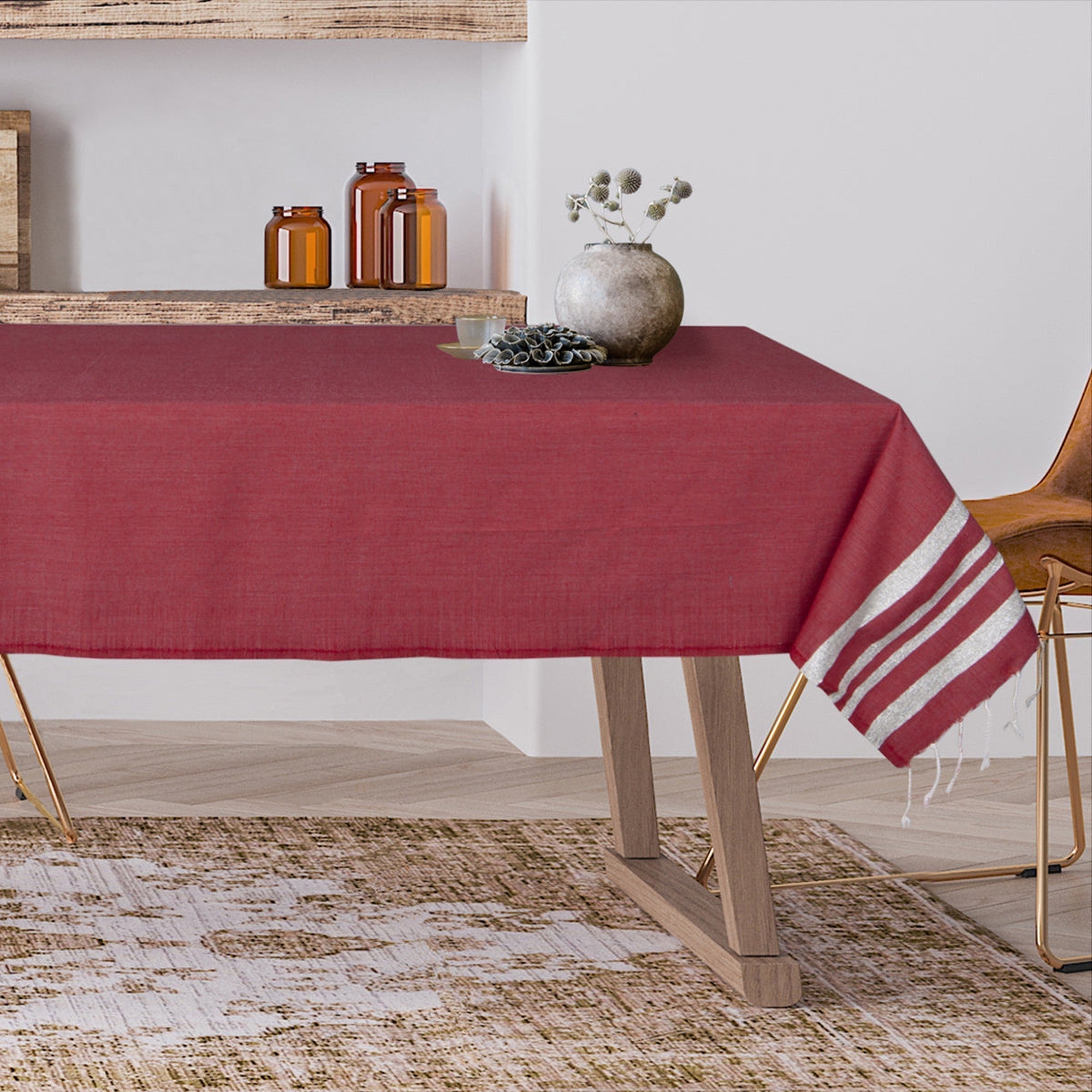 Hamptons - Nappe - Rouge/Argent