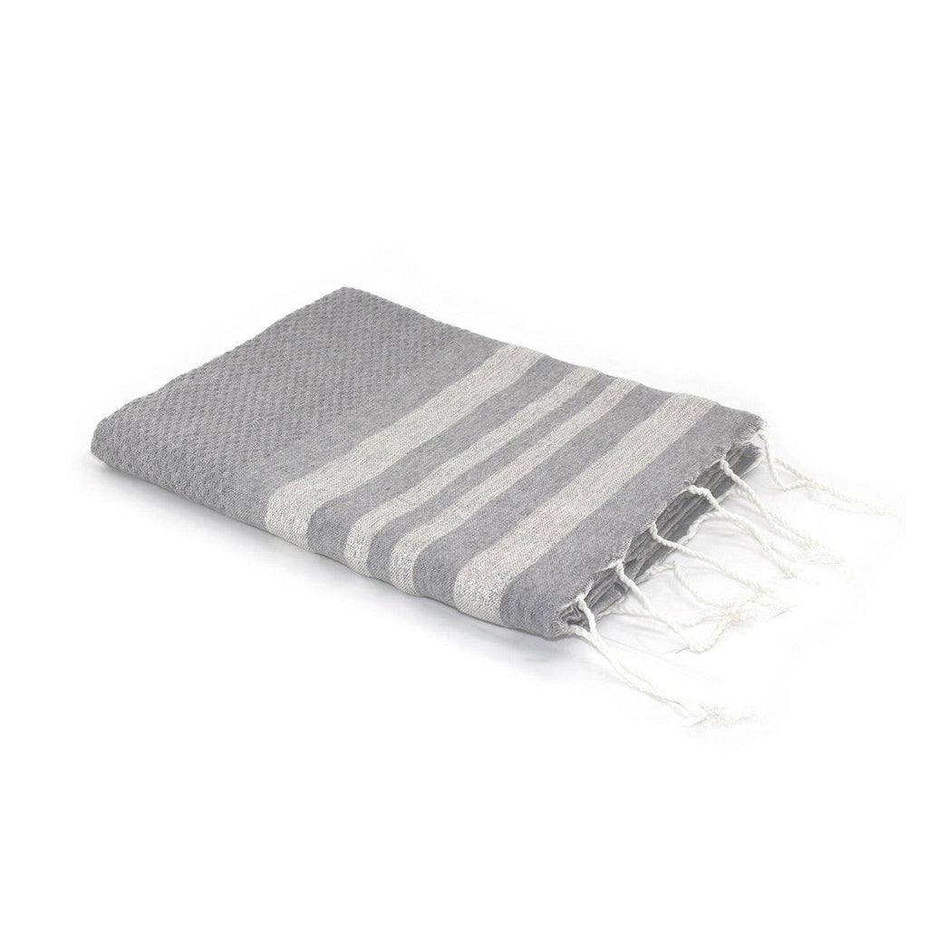 Hamptons - Fouta Nid D'Abeille - Gris Perle/Argent