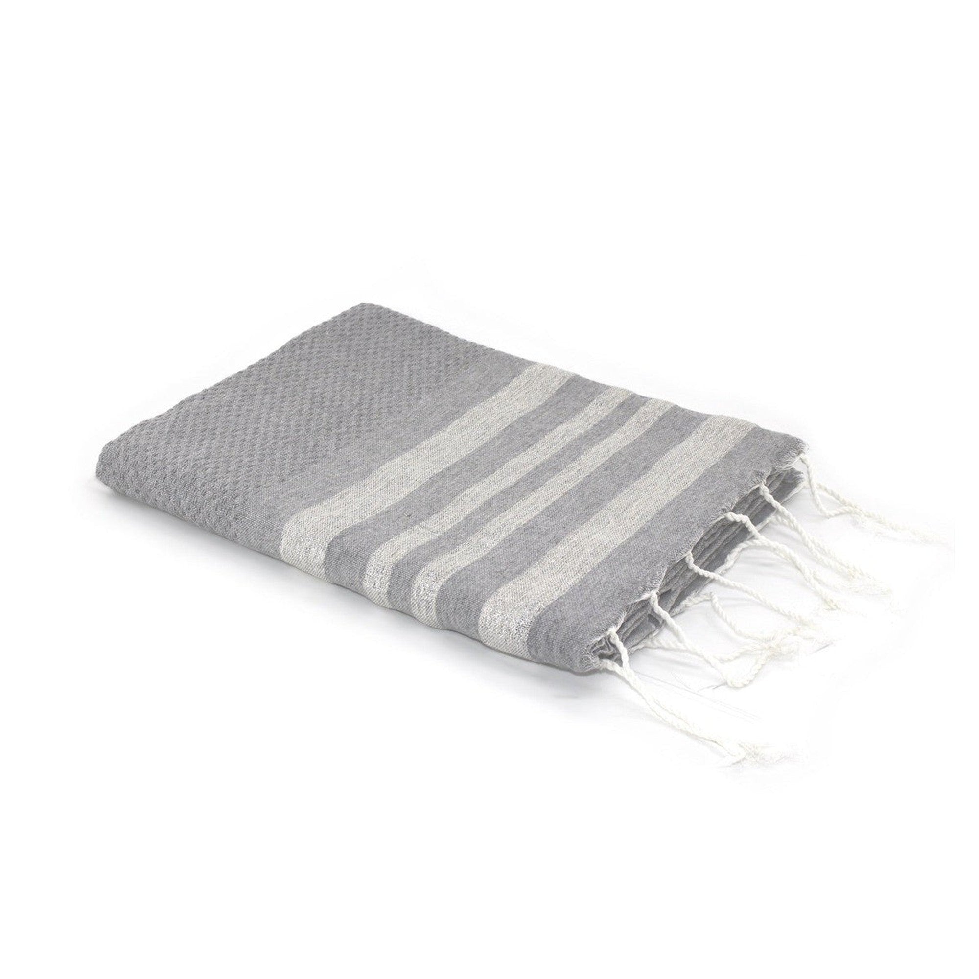 Hamptons - Fouta Nid D'Abeille - Gris Perle/Argent