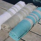 Hamptons - Fouta Nid D'Abeille - Gris Perle/Argent