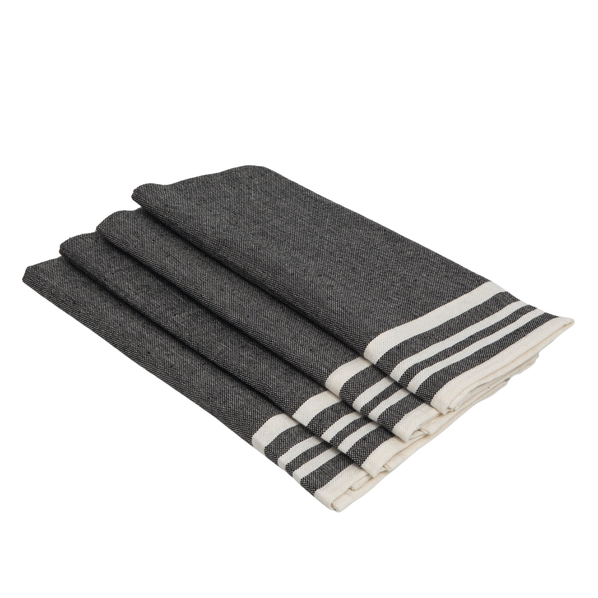 Mahdia - Lot De 4 Serviettes De Table - Noir