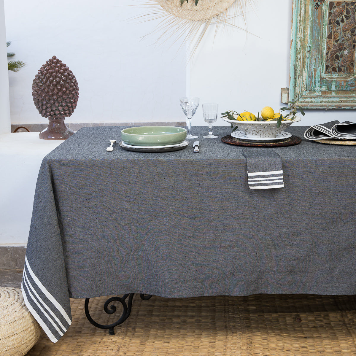 Mahdia - Lot De 4 Serviettes De Table - Noir